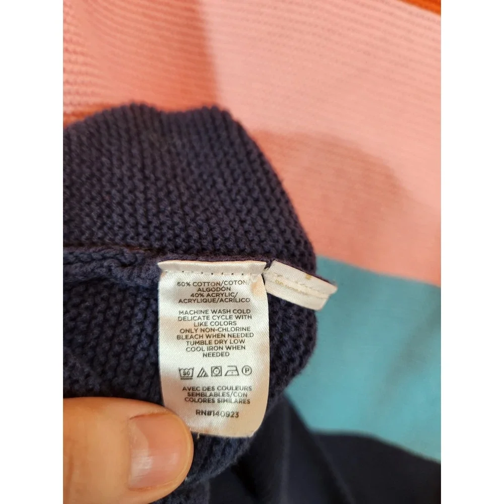 LOFT Womens Small Multicolor Striped Scalloped Crew Neck‎ Pullover Sweater